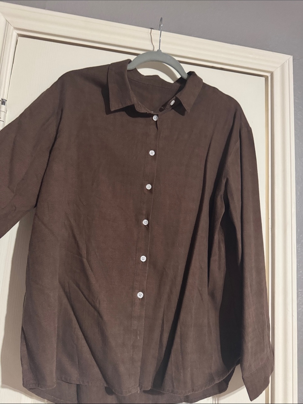Brown women’s Long-Sleeve Button-Up Shirt